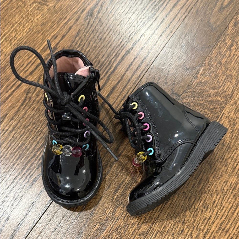 NWOT Black Patent Beaded Boots Toddler Girl Size 5